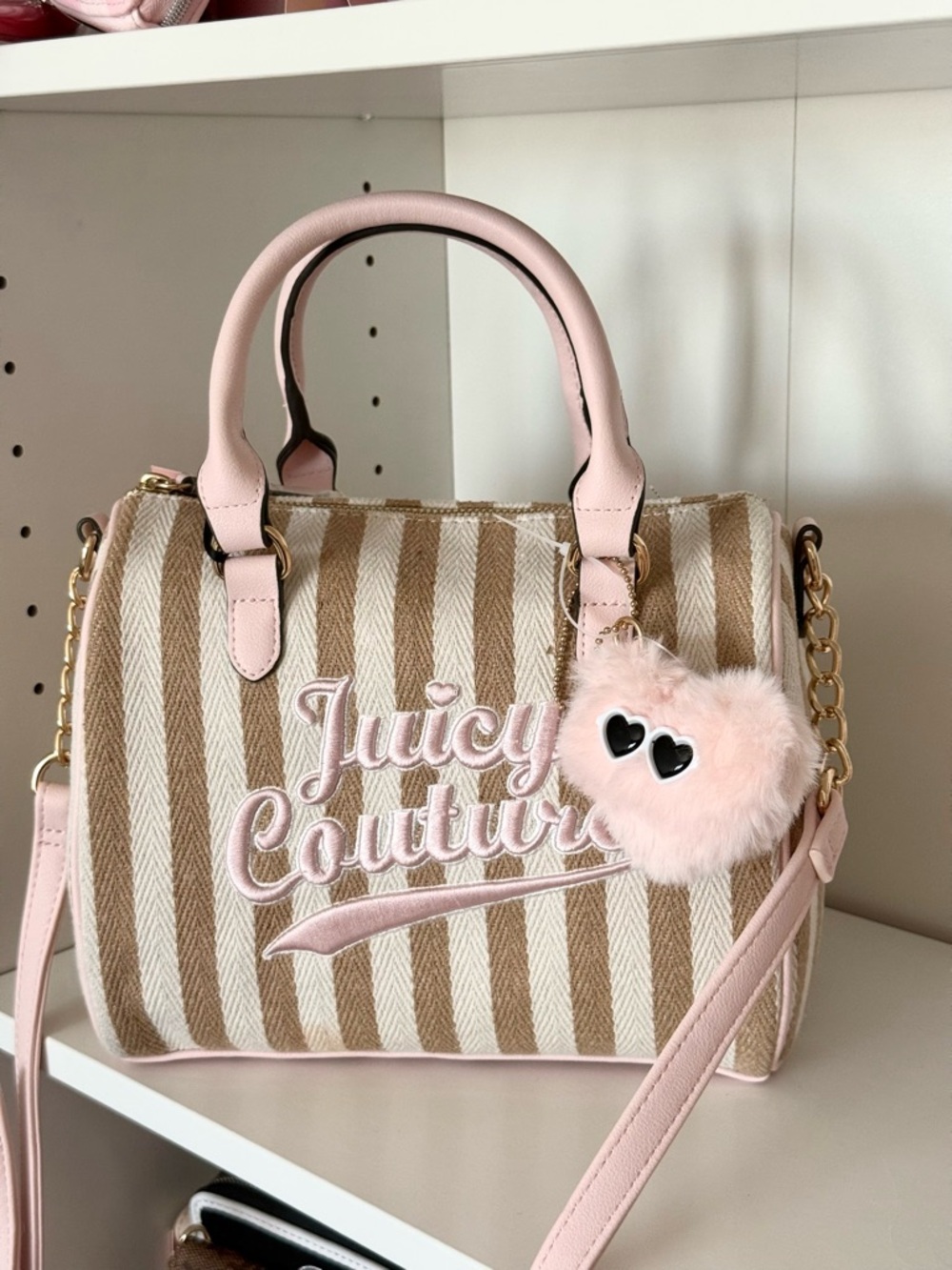 Juicy Couture “Free To Be Juicy” Pink Stripe Satchel Bag - Picture 3 of 5